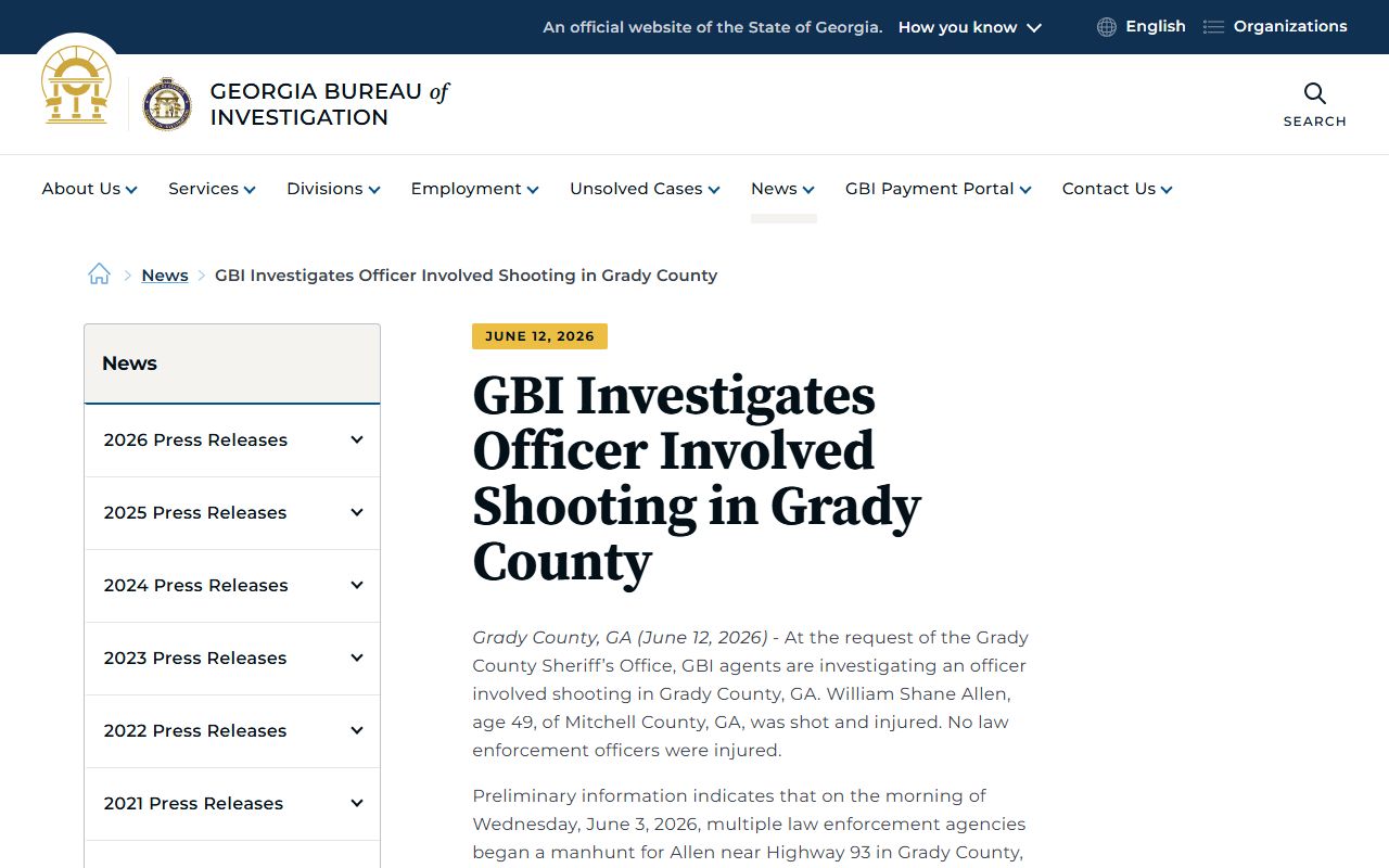 Grady County arrest records GBI investigation release