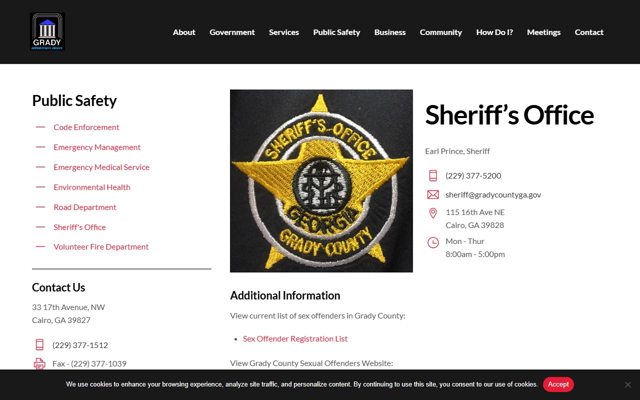 Grady County arrest records sheriff office page