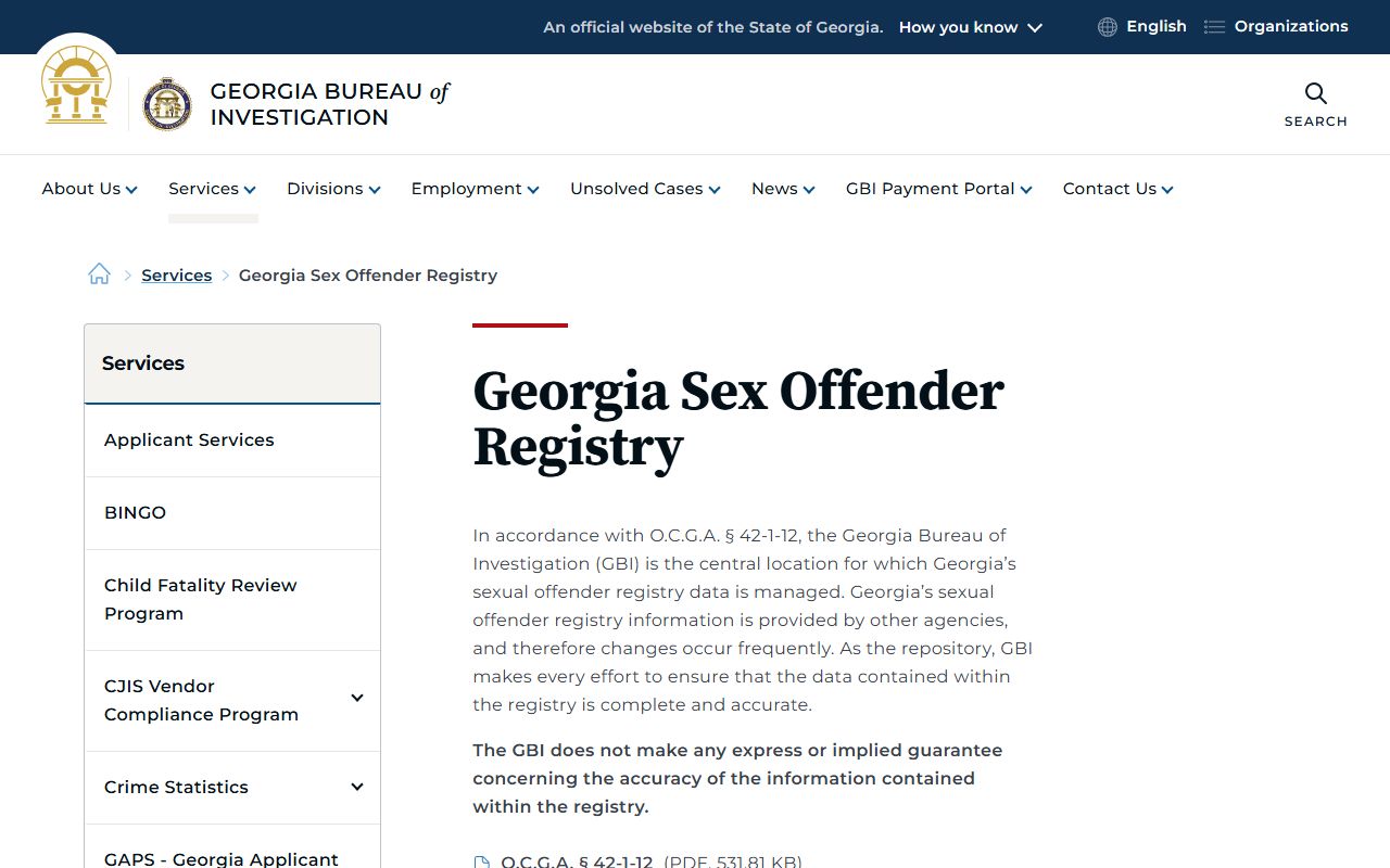 Grady County criminal court records GBI sex offender registry guidance