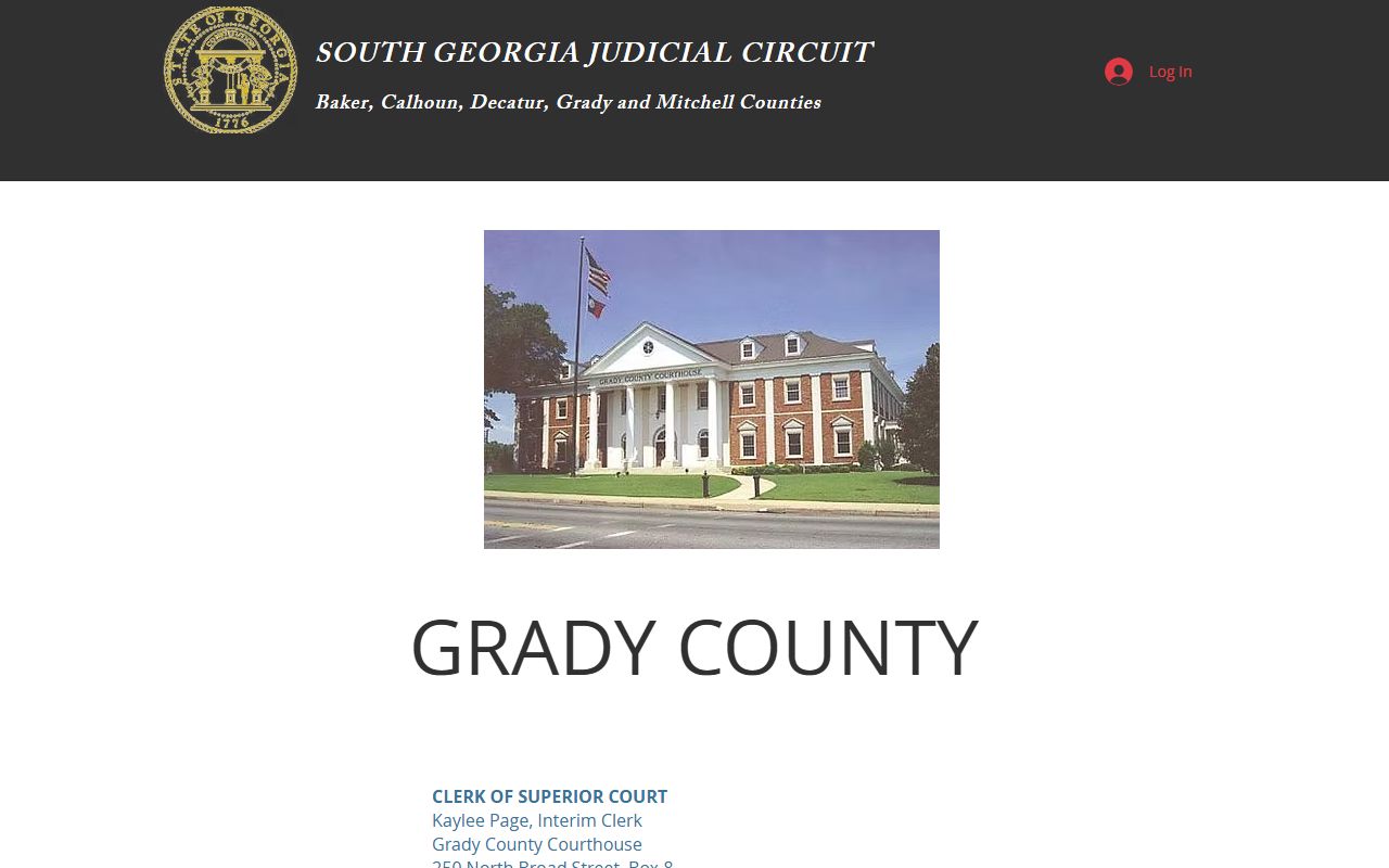 Grady County court records South Georgia Judicial Circuit page