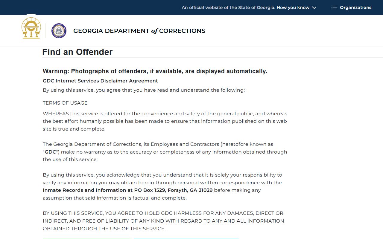 Grady County inmate records Georgia DOC offender query