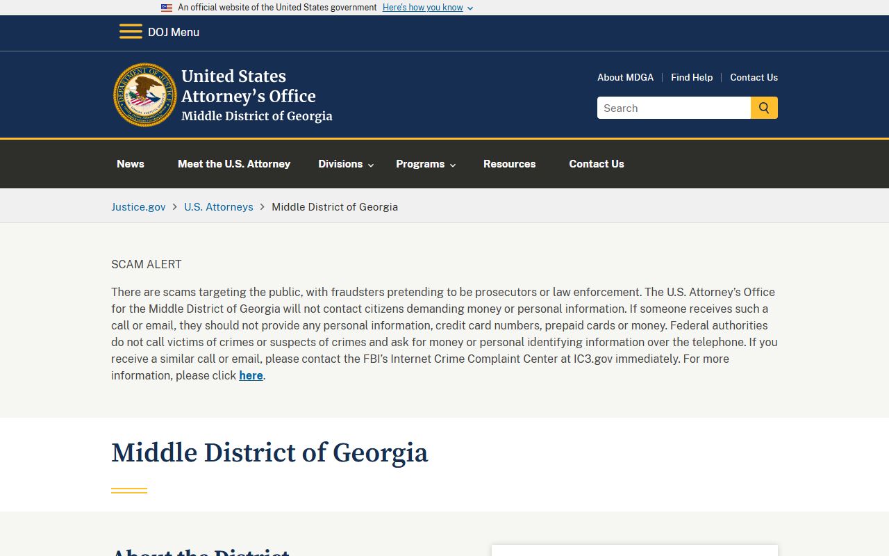 Grady County inmate records U.S. Attorney Middle District Georgia