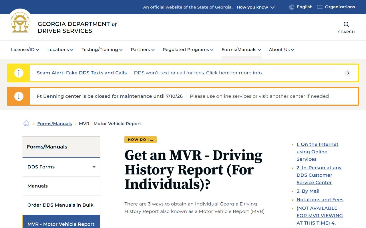 Grady County traffic court records Georgia DDS MVR guidance